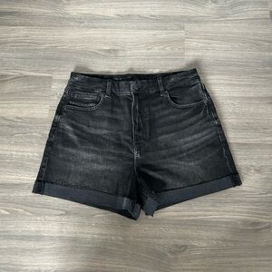 American Eagle Outfitters Black Stretch Fabric Rolled Cuff Denim Shorts